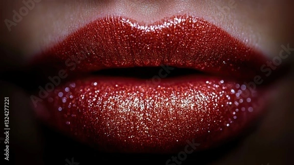 Fototapeta Enhanced beauty and aesthetics from lip augmentation procedures after cosmetology treatment are highlighted in a close up of beautiful plump lips.