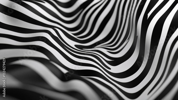 Fototapeta Black and white wavy abstract pattern