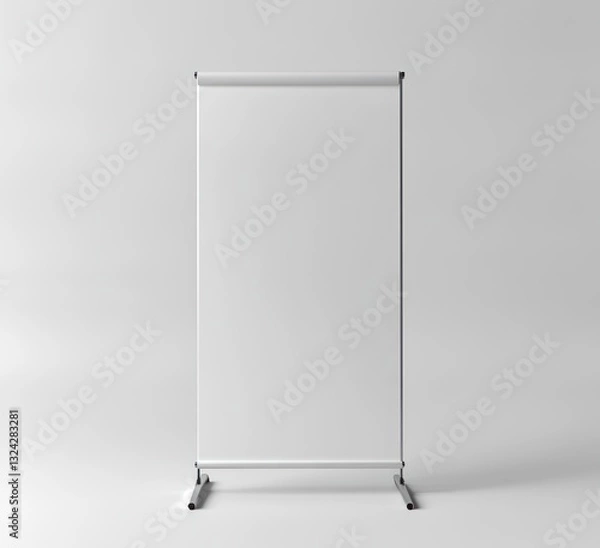 Fototapeta Standing White Blank Roll Up Banner Stand for Presentation Mockup