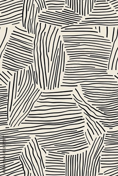 Fototapeta Vertical Geometric shapes and lines, simple doodle seamless pattern.