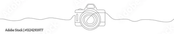Fototapeta Hand drawn digital camera icon, one-line art drawing Camera, Camera continuous outline Vector illustration.
