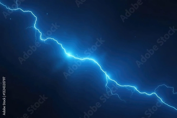 Obraz Bright streak of blue light in a dark atmosphere, electric discharge, ray, glowing strip