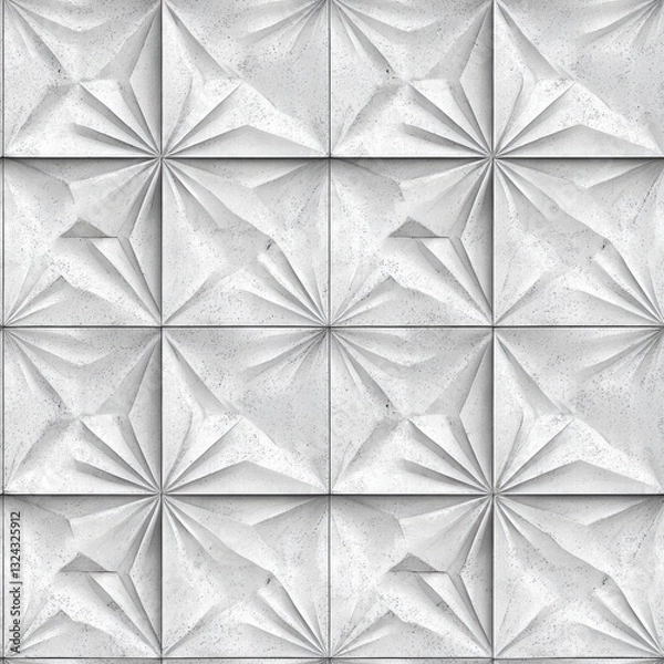 Fototapeta Abstract backdrop featuring a white background with a geometric diamond pattern composed of textured concrete shapes, ideal for design SEAMLESS PATTERN