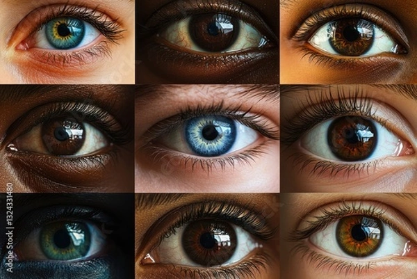 Fototapeta Diverse Eyes Collage Humanity, Unity, Global, Inclusion, Background, Stock Photo