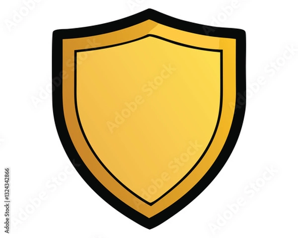 Fototapeta Golden Shield Icon - Security and Protection Symbol
