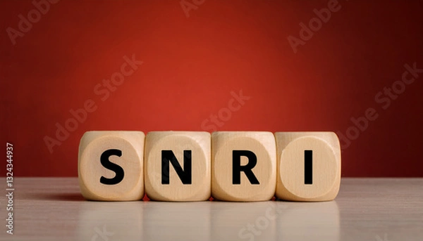 Fototapeta Wood cubes with abbreviation SNRI on table. Serotonin-Norepinephrine Reuptake Inhibitor.