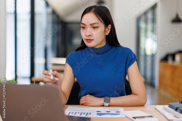Obraz Financial Business man analyze the graph of the company's performance to create profits and growth, Market research reports and income statistics, Financial and Accounting concept.	
