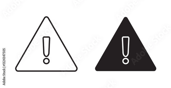 Fototapeta attention sign thin line and fill vector icons set