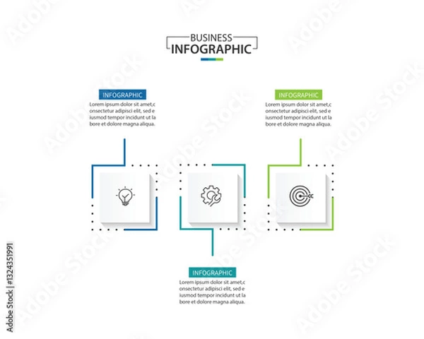 Fototapeta 3 Step Infographic element design Vector template for presentation.	