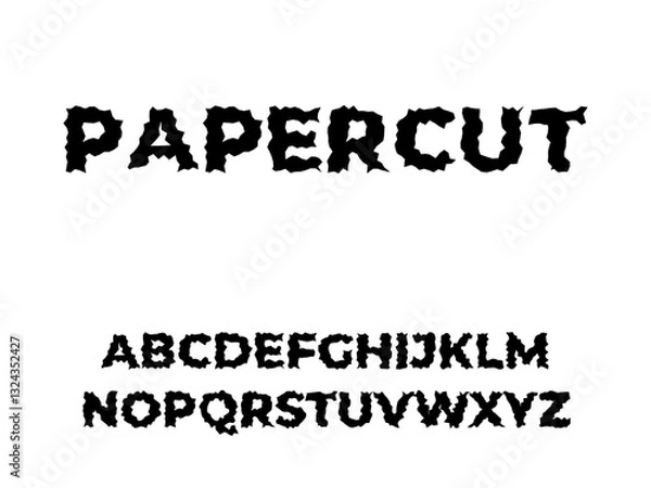 Obraz A unique papercut-style display font vector template, perfect for creative designs. Ideal for posters, branding, and digital art. Fully editable and scalable for various projects.