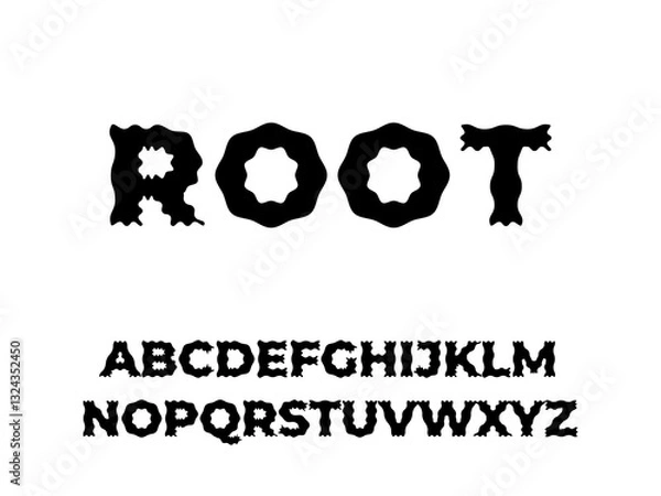 Obraz Unique display font template inspired by plant roots. Perfect for nature-themed designs, branding, and creative typography. High-quality vector format for versatile use.