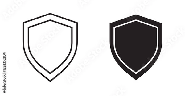 Fototapeta Shield thin line and fill vector icons set