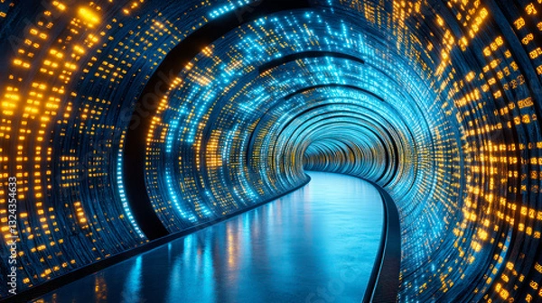 Obraz Blue digital tunnel