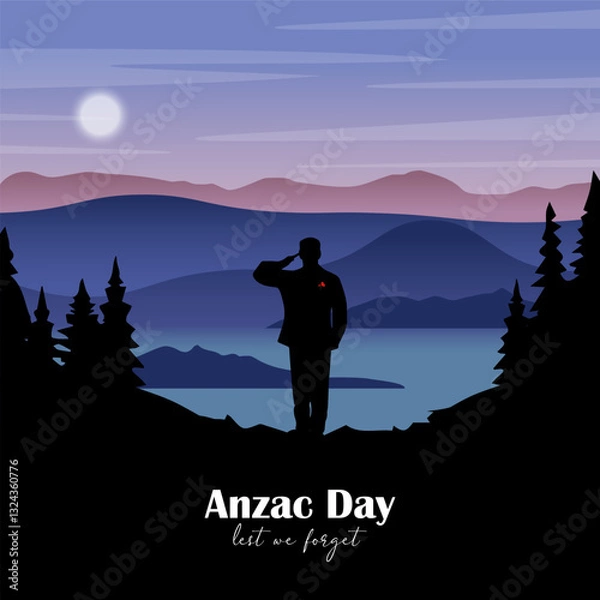 Fototapeta Anzac Day vector background illustration. it is suitable for card, banner, or poster