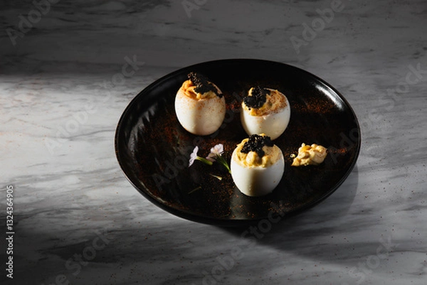 Obraz Spicy Deviled Eggs toppped With Caviar