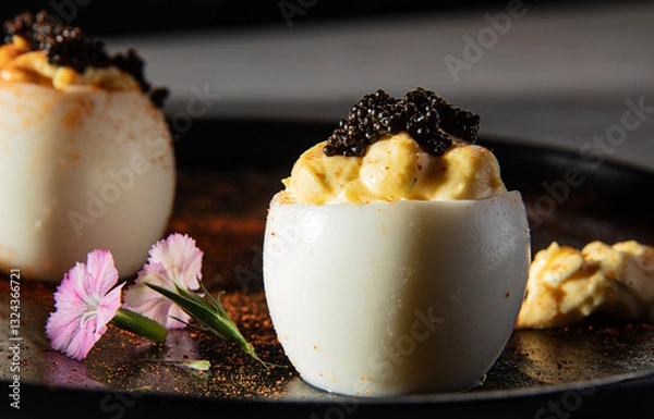 Obraz Spicy Deviled Eggs toppped With Caviar