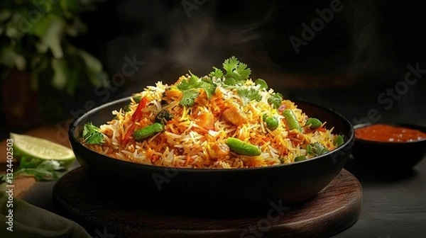 Fototapeta Exploring the differences between Veg Biryani and Veg Pulav.