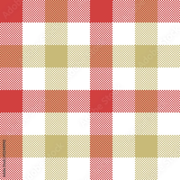 Fototapeta Red beige check plaid seamless pattern