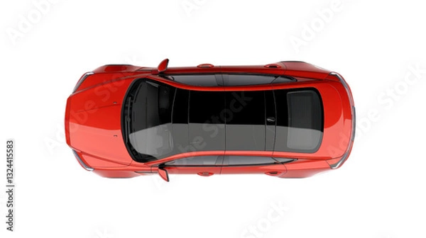 Fototapeta Red generic sedan car seen from above on transparent background