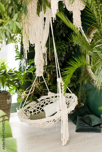 Obraz Macrame swing hang green plants