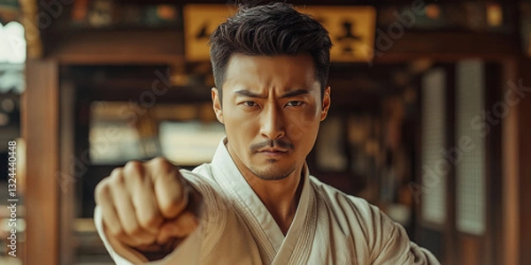 Fototapeta Martial arts training dojo action photography traditional setting close-up focused intensity