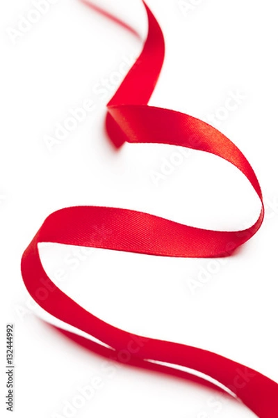 Obraz Red ribbon on white background