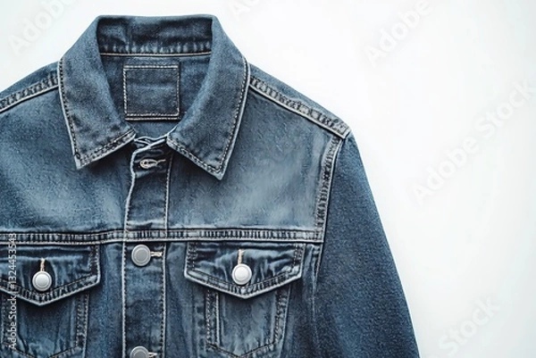 Fototapeta Stylish denim jacket displayed against a clean background showcasing fabric texture and design details