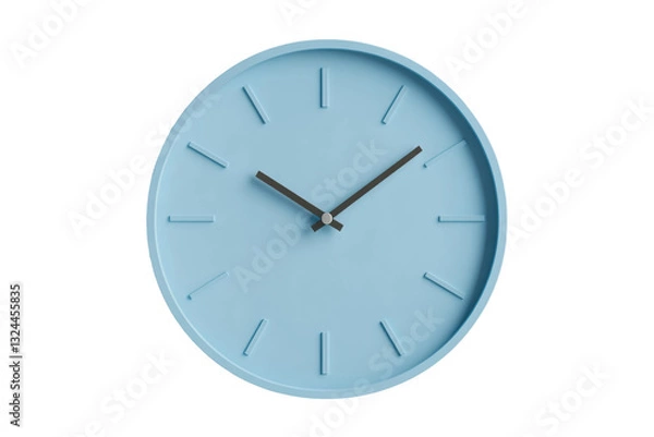 Obraz Blue minimalist wall clock showing time clearly, cut out
