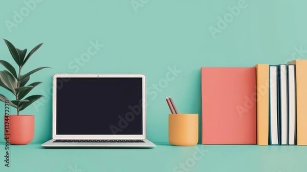 Fototapeta Minimalist online classroom interface with clear, flat visuals, balanced typography, and subtle design accents, Digital Classroom, Minimalist clarity