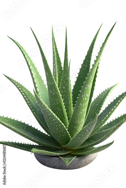 Fototapeta High-Quality Aloe Vera Plant in a Minimalist Pot – Isolated on White Background