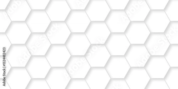 Fototapeta Vector white hexagonal background. Luxury White Pattern. wallpaper Illustration. Futuristic abstract honeycomb mosaic white background. geometric mesh cell texture. modern futuristic wallpaper.	