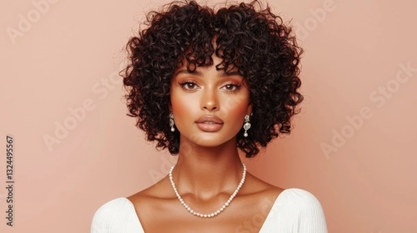 Obraz Enhanced soft curls with pearl accents romantic contemporary style