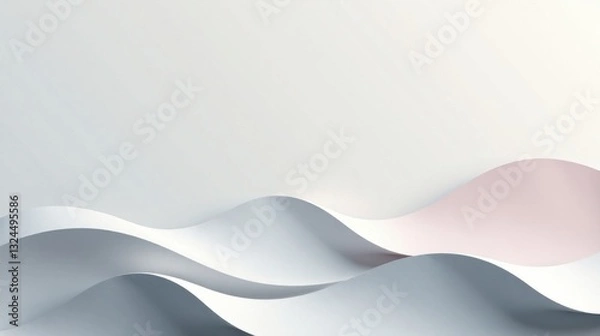 Fototapeta Abstract Smooth Wavy Paper Curves Background with Pastel Color Palette for Design Projects