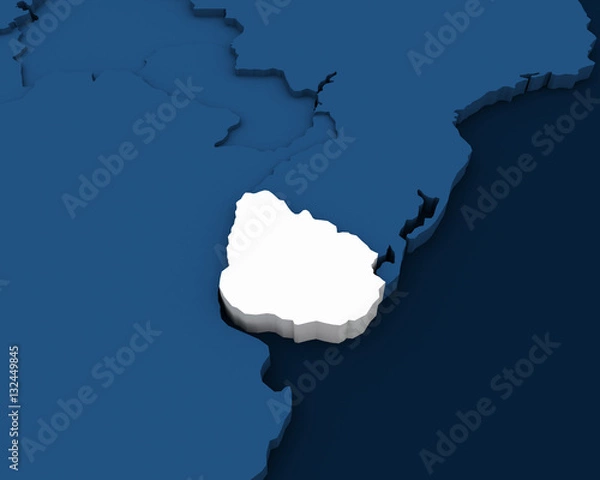 Fototapeta uruguay map 3D illustration