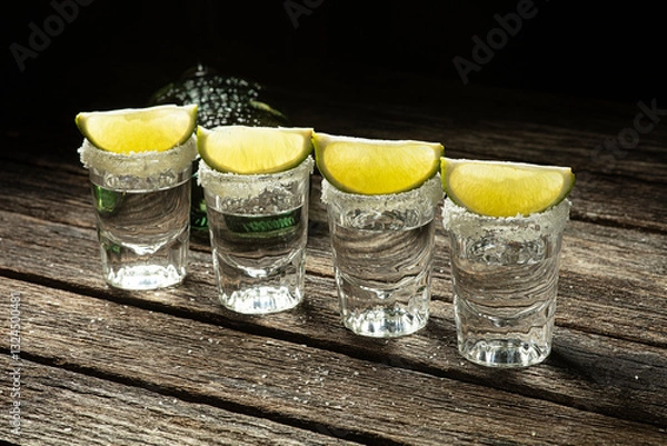 Obraz Four Shots of Blanco Tequila