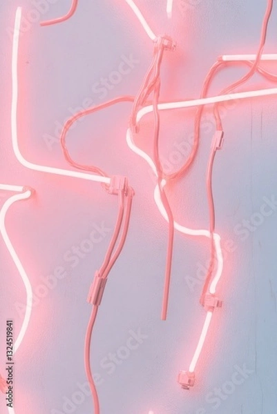 Fototapeta cyberpunk-inspired abstract piece where neon wires and circuits twist into urban-inspired graffiti shapes