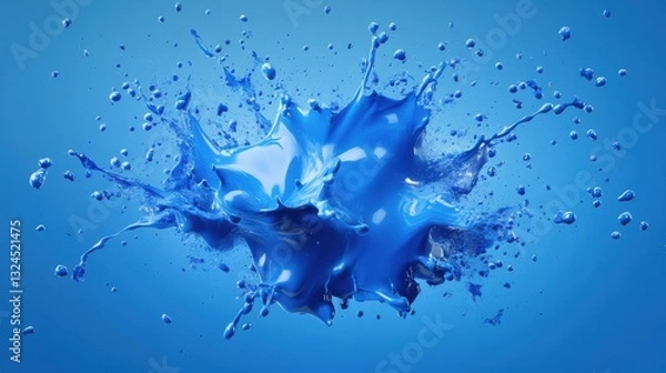 Fototapeta Dynamic blue explosion effect with splashes on a vivid background