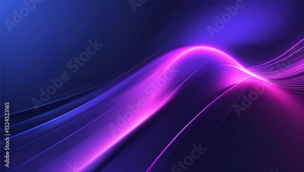 Fototapeta Futuristic background with deep indigo, electric purple, and neon pink. A glowing gradient effect with abstract light streaks and soft blurs creates a sleek, high-tech aesthetic. Clean yet dynamic