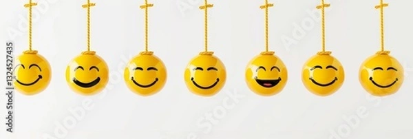 Fototapeta "Hanging Smiley Faces on Strings"