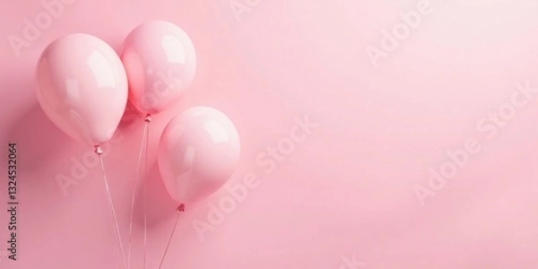 Fototapeta Pink Balloons on a Pale Pink Background A Festive and Delightful Image Perfect for Celebrations and Events