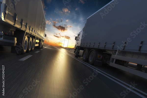 Fototapeta 3D rendering of generic transportation concept at dawn