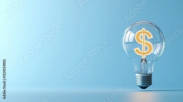 Fototapeta This image depicts an illuminated lightbulb with a prominent dollar symbol inside symbolizing the financial opportunities and innovative ideas that can lead to success and wealth