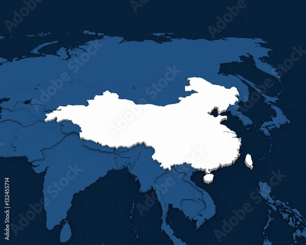 Fototapeta mapa Chin renderowania 3D