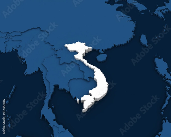 Fototapeta vietnam map 3D rendering