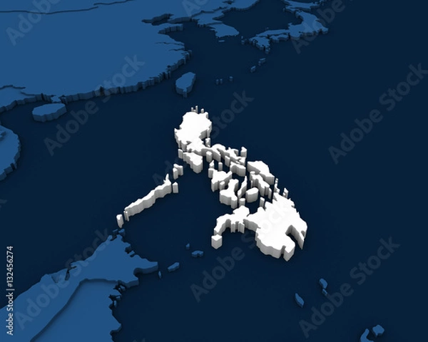 Fototapeta philippines map 3D rendering