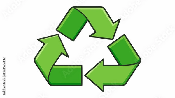 Fototapeta Green recycling symbol with three arrows in a triangular loop