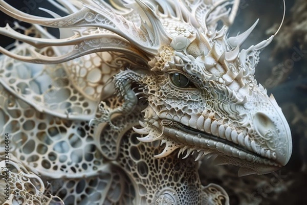 Fototapeta Intricate dragon sculpture showcasing detailed craftsmanship and unique design elements in a studio setting