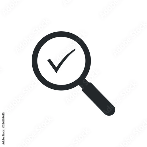 Fototapeta vector magnifying glass icon Verified Icons in Four Different Flat Design Versions. symbols of check mark icon