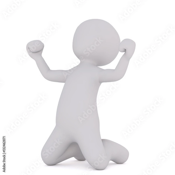 Obraz Cartoon Figure on Knees Celebrating