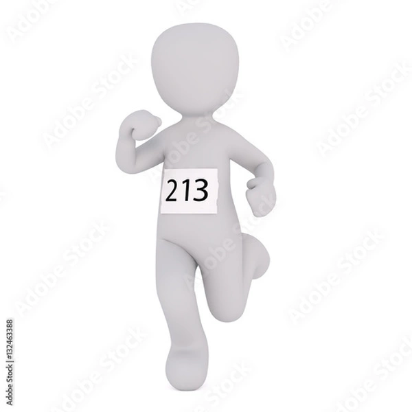 Obraz Cartoon Runner Wearing Number 213 in Marathon Race